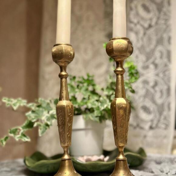 Vintage Elegant Gold Candle Holders - Picture 2 of 9